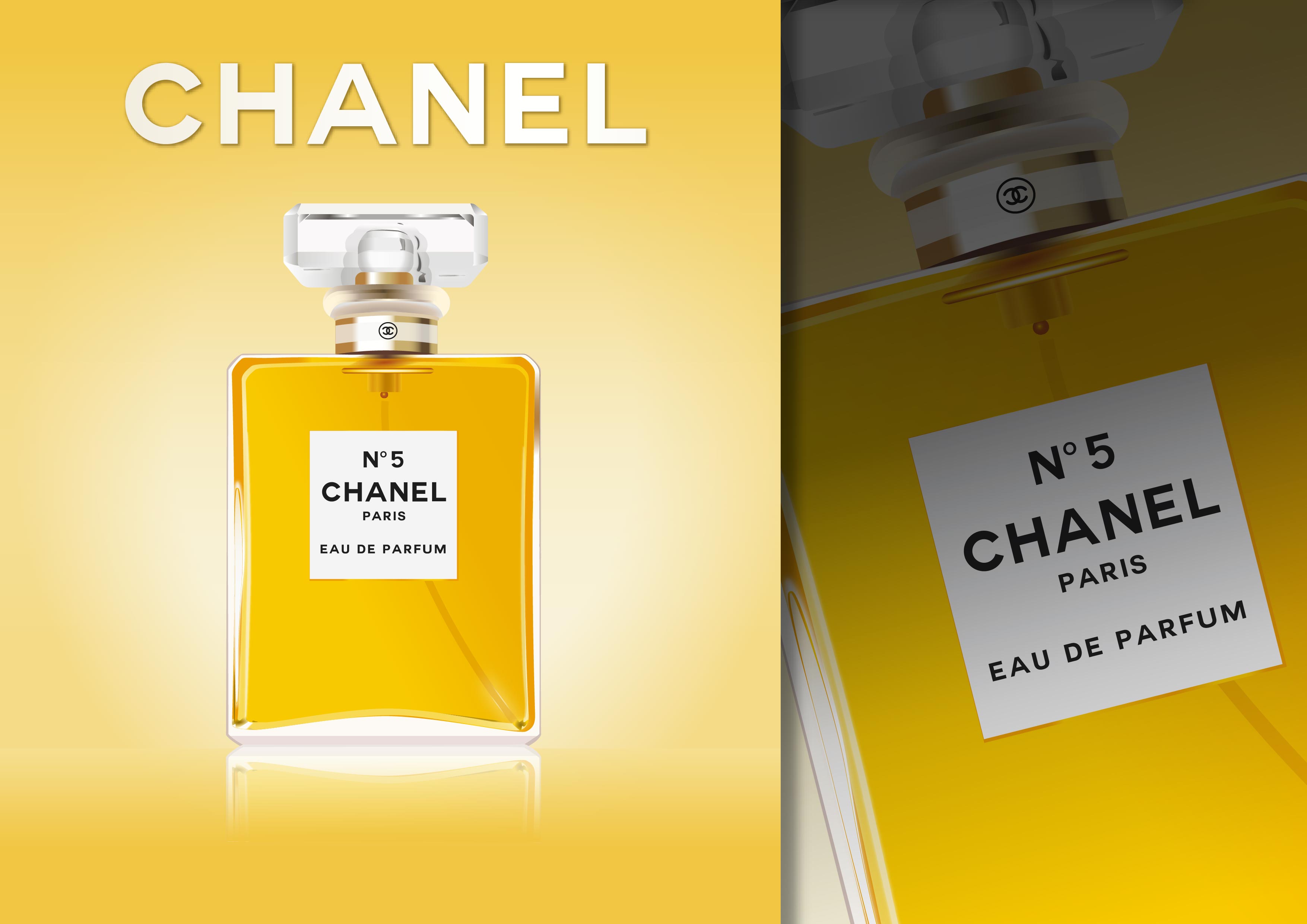 Création d'une illustration « Parfum Chanel n 5 » dans le cadre de ma formation « Concepteur Designer UI ». Logiciels: Illustrator