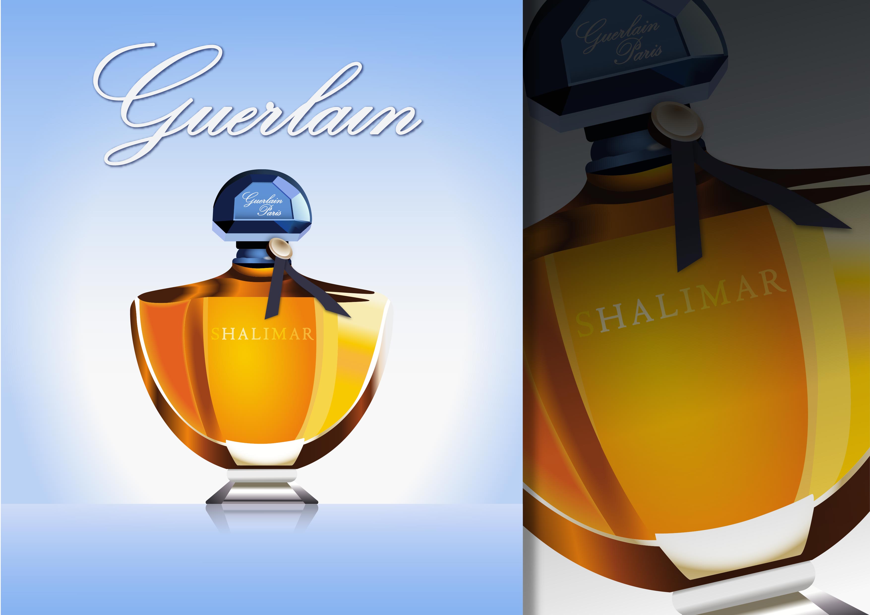 Création d'une illustration « Parfum Guerlain » dans le cadre de ma formation « Concepteur Designer UI ». Logiciels: Illustrator