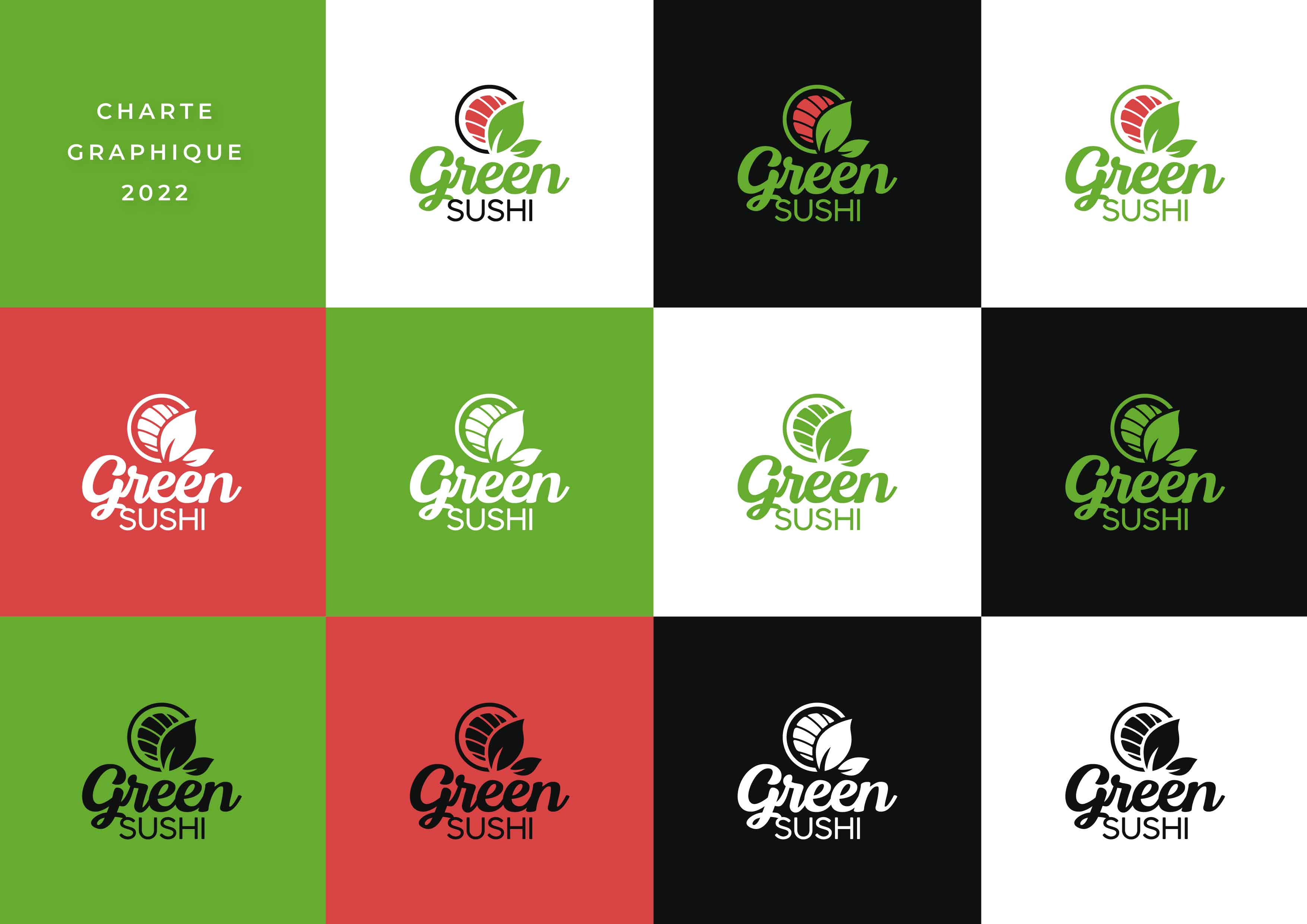 Conception de la Chatre Graphique Green Sushi. Logiciels: Photoshop, Illustrator