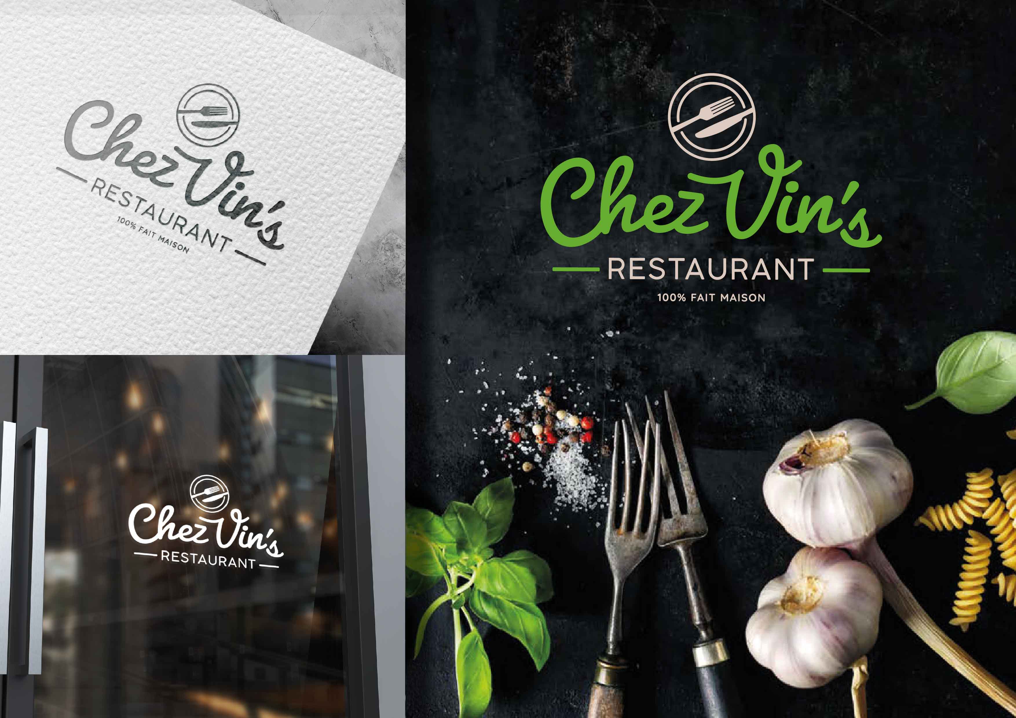 Conception de Charte Graphique de restaurant Chez Vin’s (fictif) dans le cadre de ma formation « Concepteur Designer UI » Logiciels: Photoshop, Illustrator