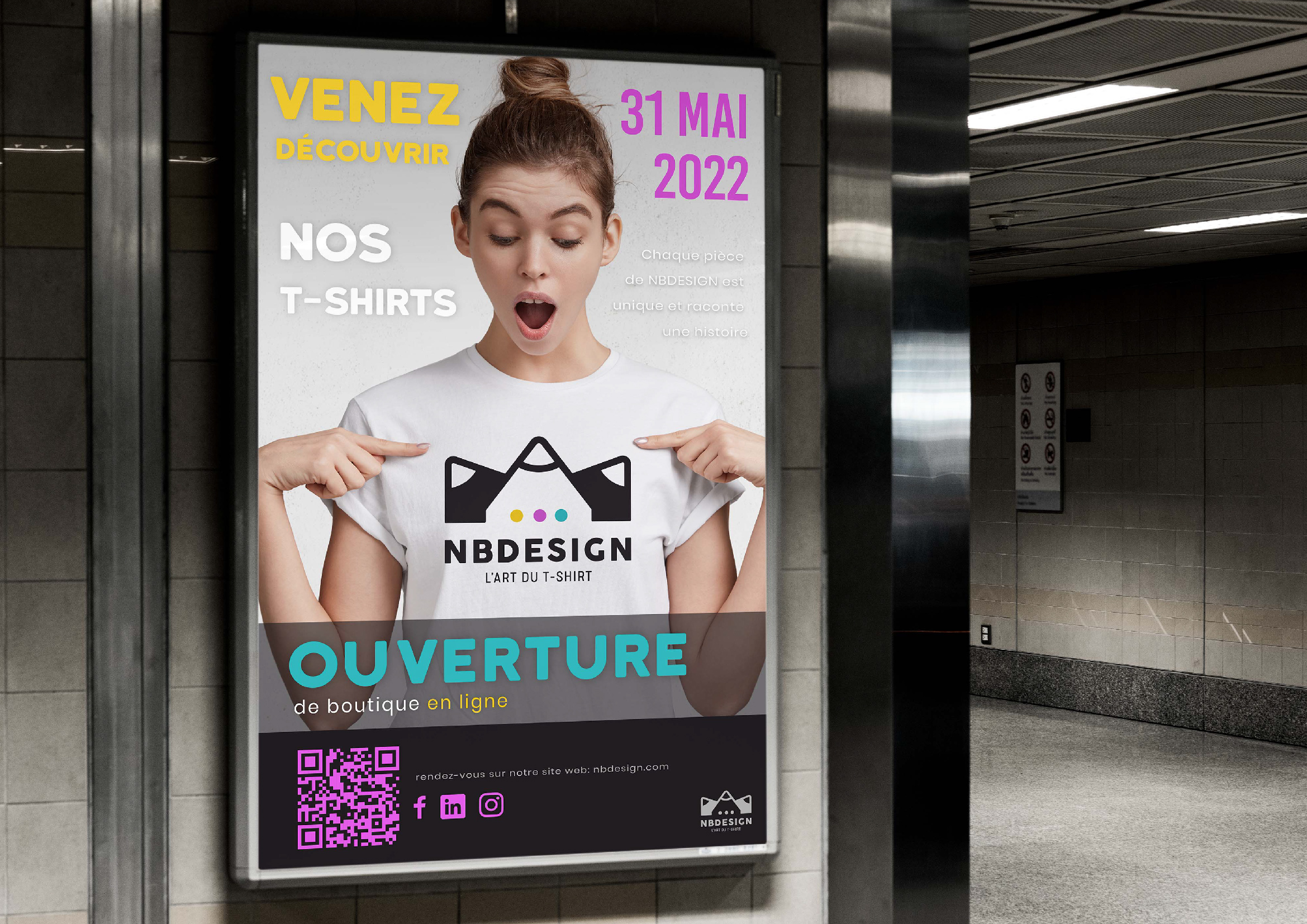 Création d'une affiche pour NB Design dans le cadre de ma formation « Concepteur Designer UI ». Logiciels: Photoshop, Illustrator