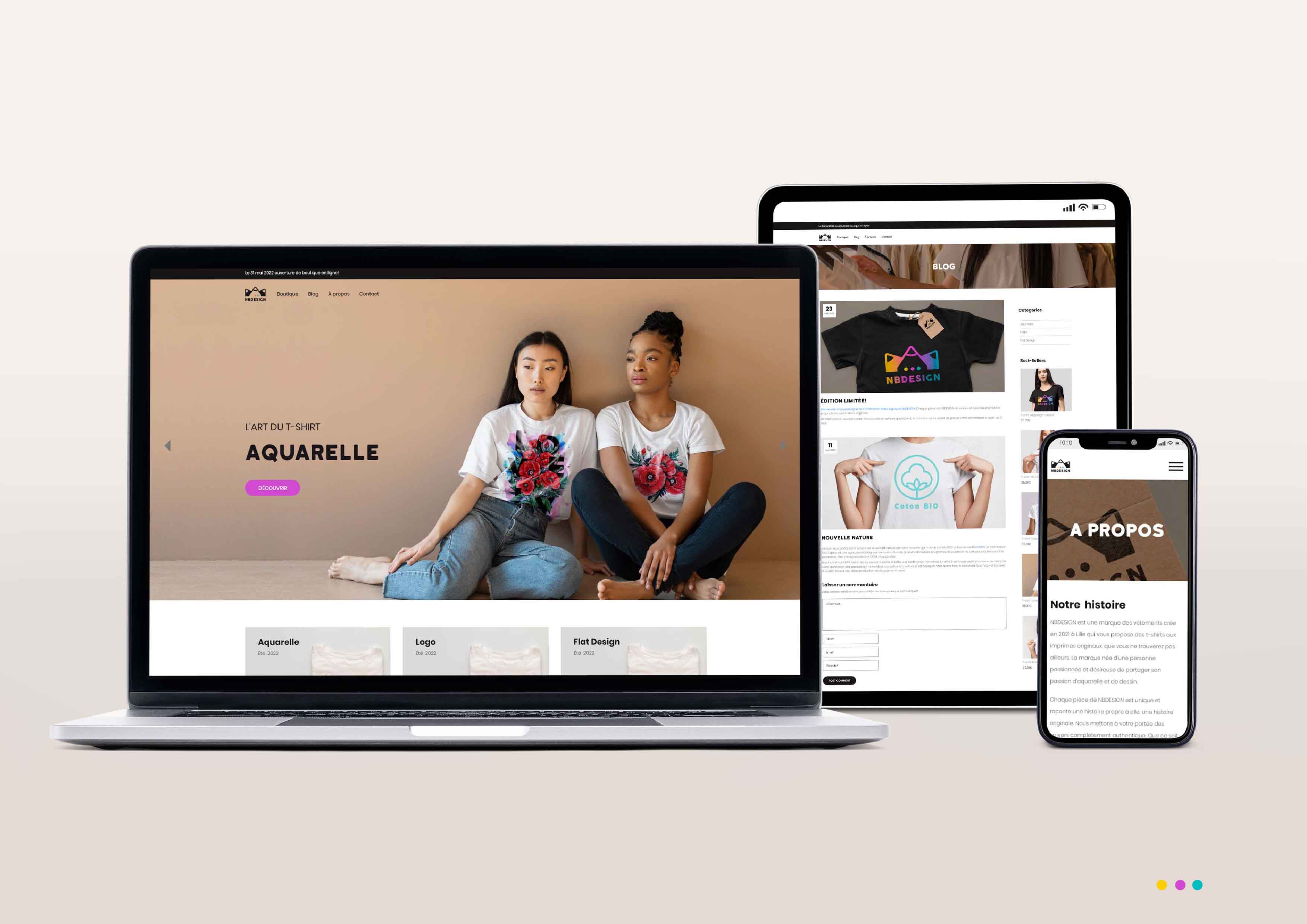 Conception de site web e-commerce dans le cadre de ma formation « Concepteur Designer UI ». Logiciels: Adobe XD, Photoshop, Illustrator, Visual Studio Code